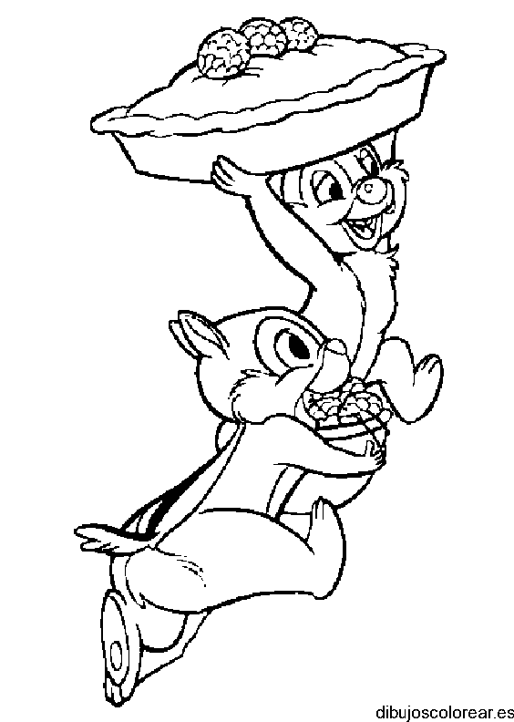 Dibujo de las ardillas con una tarta