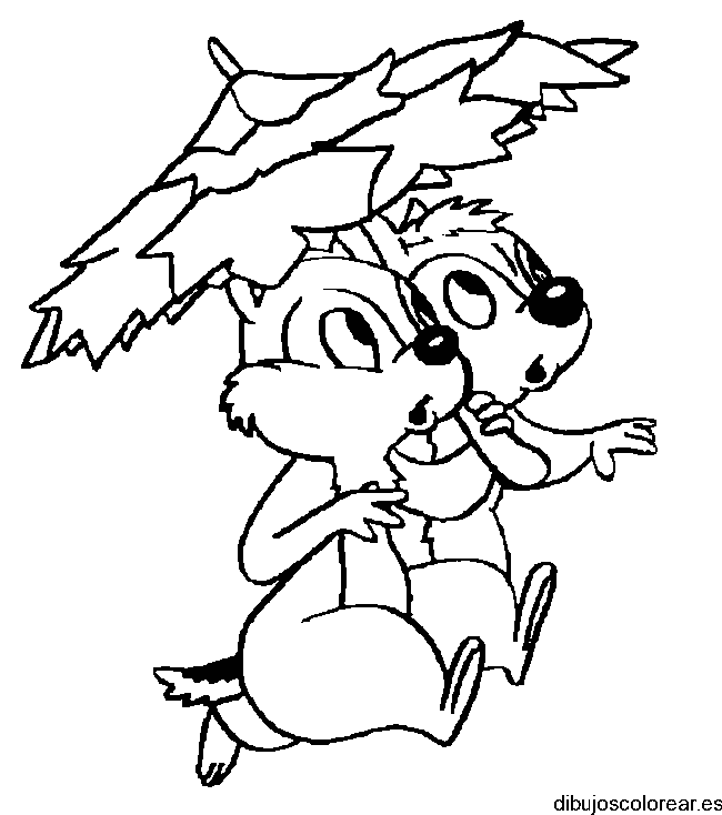 Dibujo de las ardillas con una sombrilla