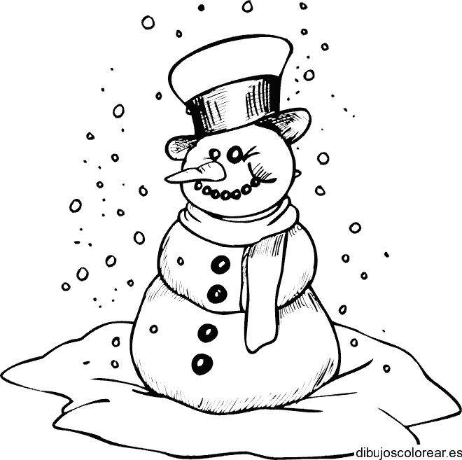 Dibujo de un hombre de nieve con sombrero