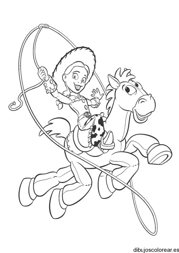 Dibujo de vaquerita enlazando
