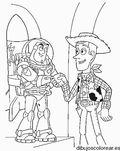 Dibujo de Woody y Buzz saludando