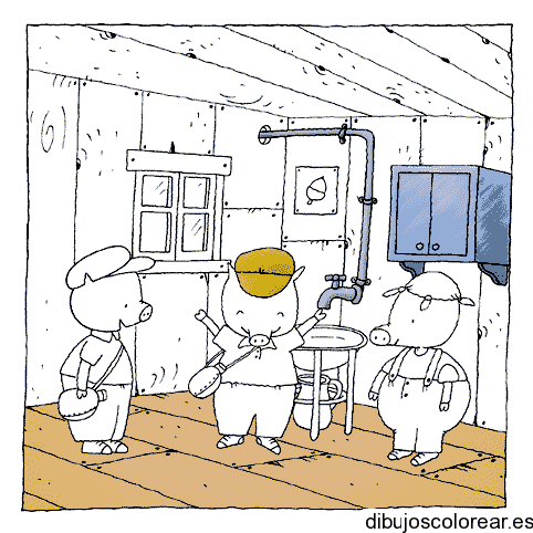 Dibujo de cerditos cocinando