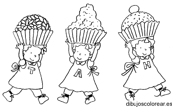 Dibujo de las tres mellizas con mantecadas
