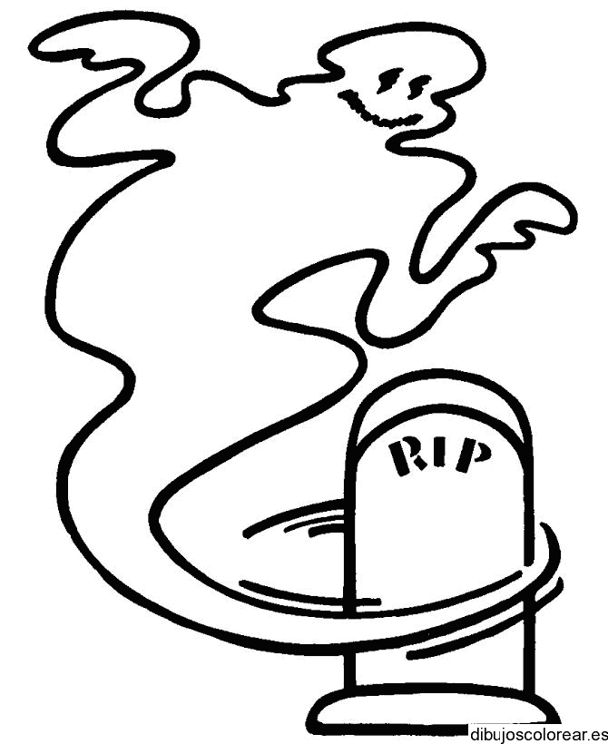 Dibujo de un fantasma en el cementerio 