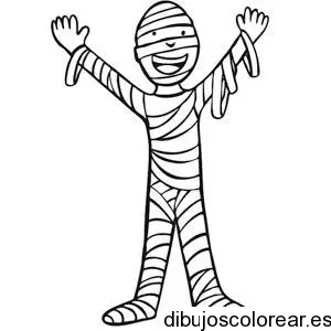 Dibujo de un niño disfrazado de momia 