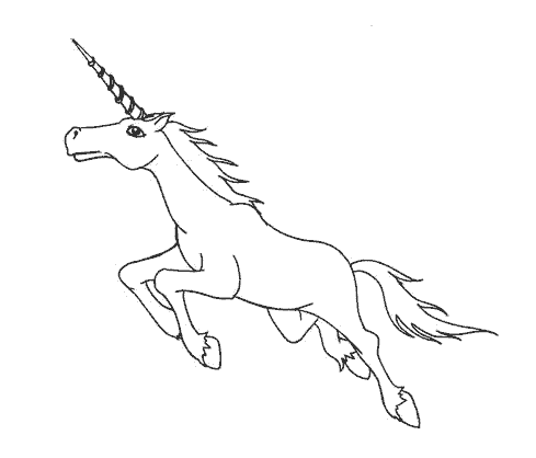 Dibujo de un unicornio saltando