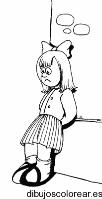 Dibujo de una niña triste