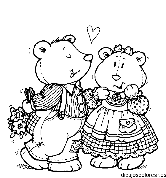 Dibujo de una pareja de osos enamorados