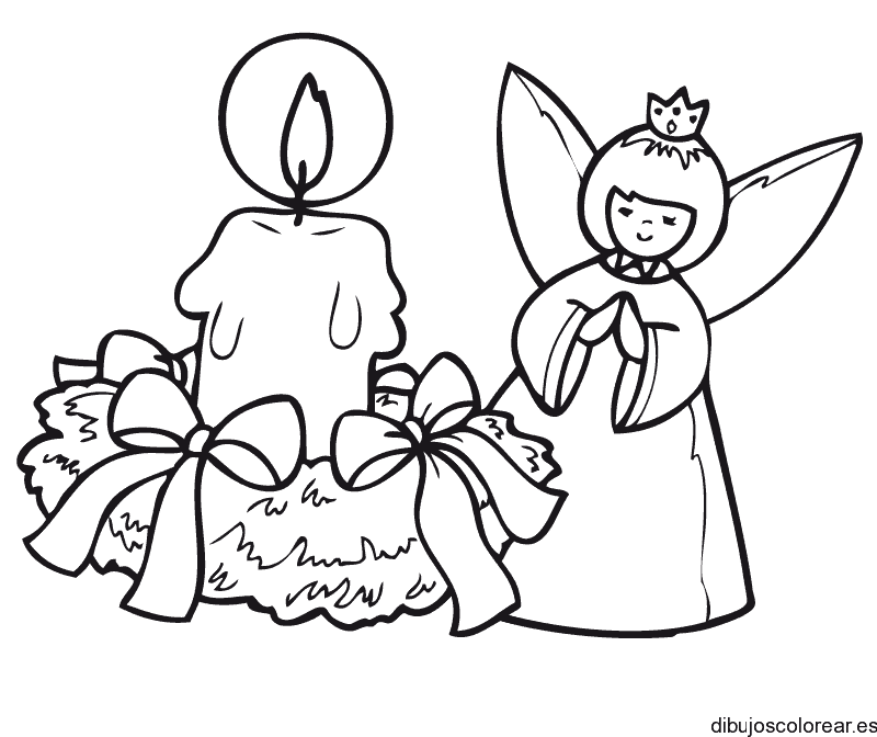 Dibujo de un ángel con una vela