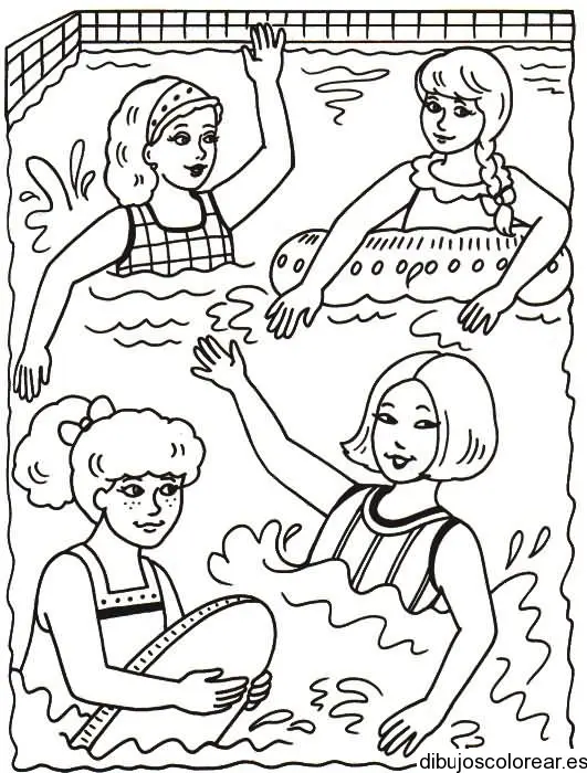 Dibujo de niños nadando