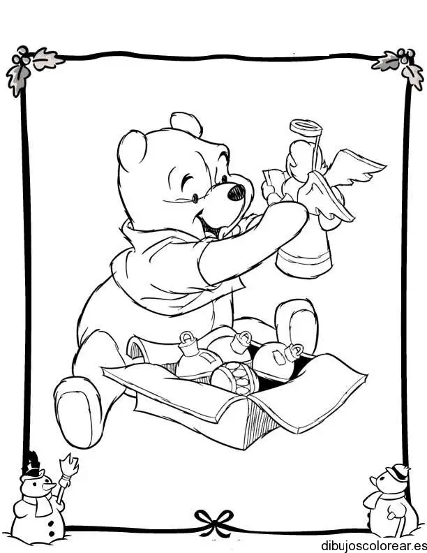 Dibujo de Winnie Poh en navidad