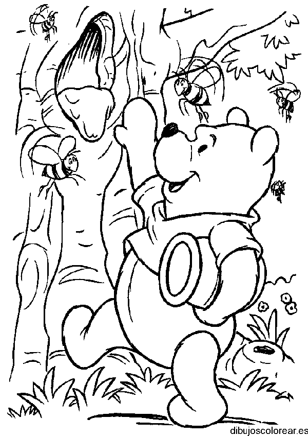 Dibujo de Winnie Poh buscando miel