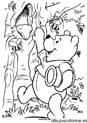 Dibujo de Winnie Poh buscando miel