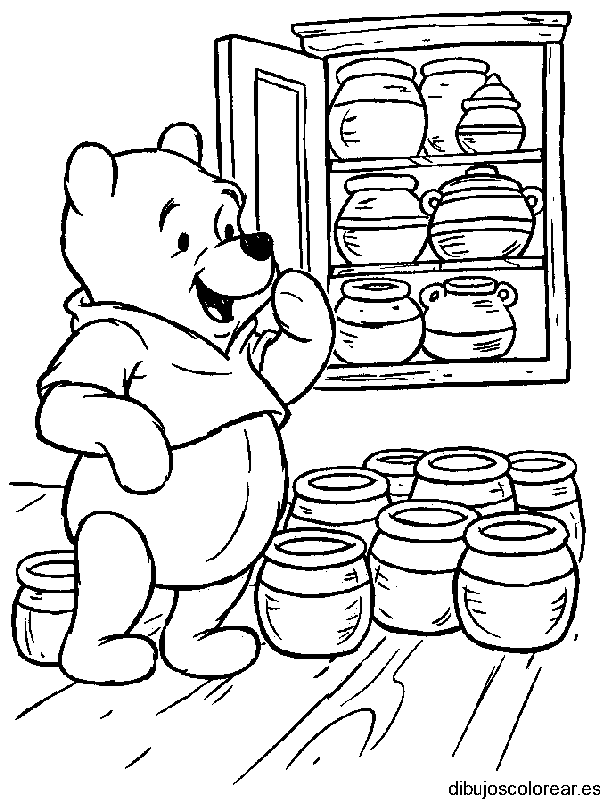 Dibujo de Winnie Poh guardando miel
