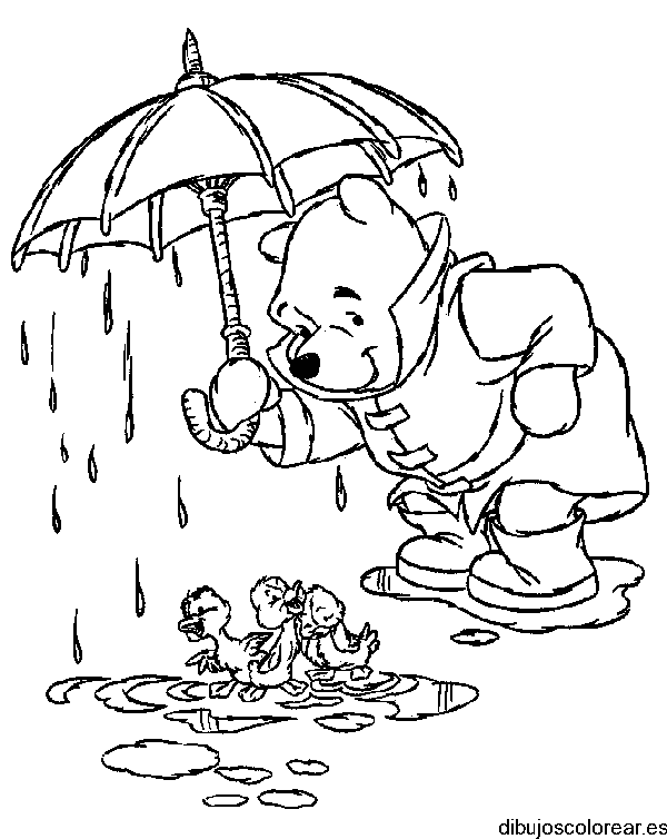 Dibujo de Winnie Poh y unos patitos