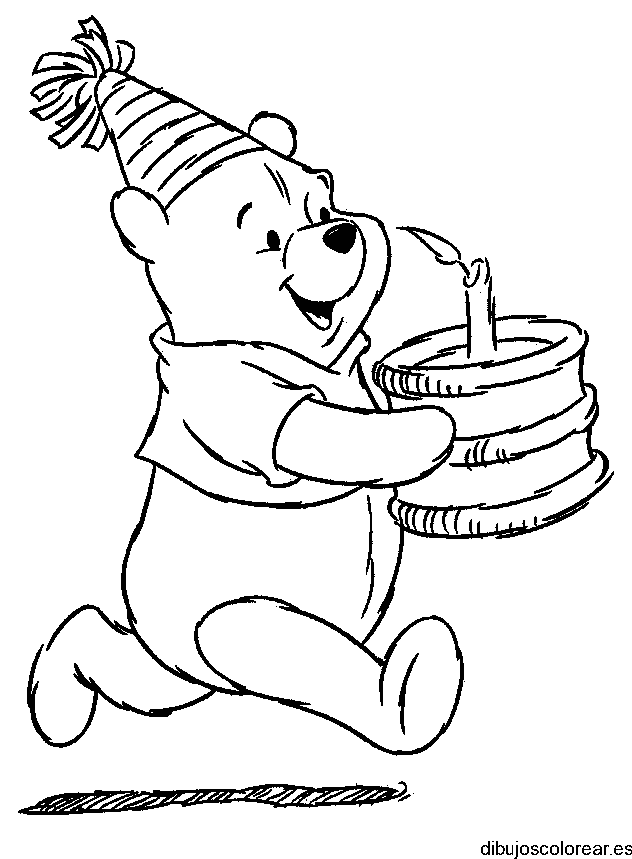Dibujo de Winnie Poh cumpleaños feliz