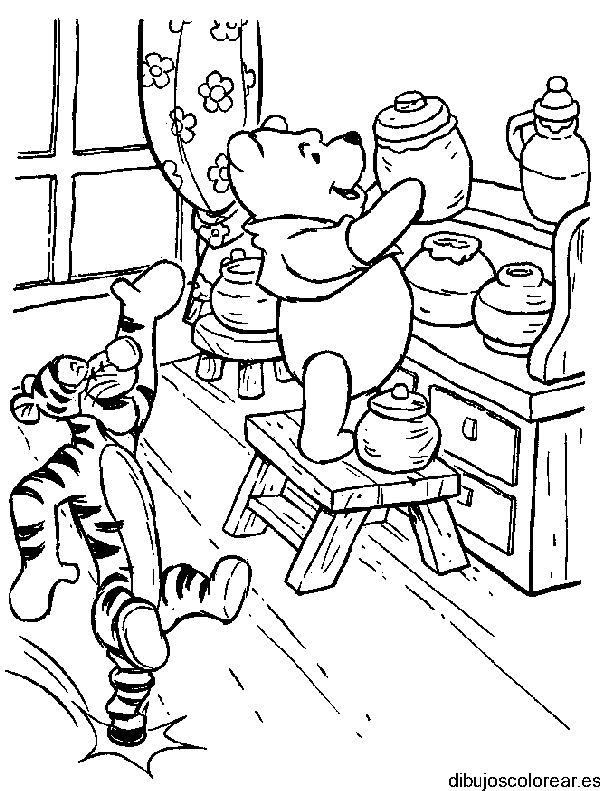 Dibujo de Winnie Poh en la cocina